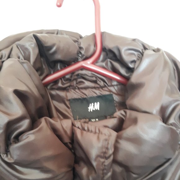 H&M long brown women's puffer coat 8 - Picture 9 of 9